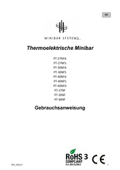 Minibar Systems PT-40NFS Instructions For Use And Installation