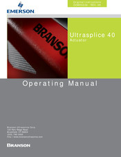Branson Emerson Ultrasplice 40 Operating Manual