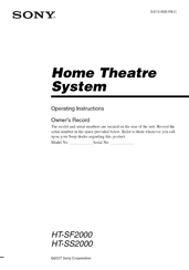Sony HT-SF2000 Operating Instructions Manual