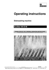 Meiko DV 200.2 Operating Instructions Manual