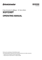 Orientalmotor XG9200T Operating Manual