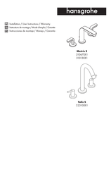 Hans Grohe Metris S 31067 1 Series Installation/User Instructions/Warranty