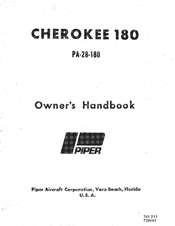 Piper CHEROKEE 180 1972 Owner's Handbook Manual