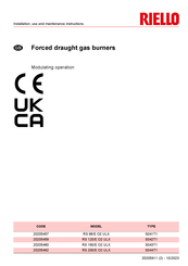 Riello RS 68/E O2 ULX Installation, Use And Maintenance Instructions