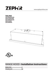 Zephyr VALINA ZVA-M90AS Installation Instructions Manual