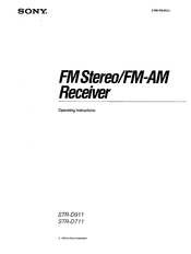 Sony STR-D711 - Fm Stereo / Fm-am Receiver Operating Instructions Manual