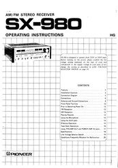 Pioneer SX-980 Operating Instructions Manual