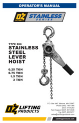 OZ Lifting Products STAINLESS Series Operator's Manual