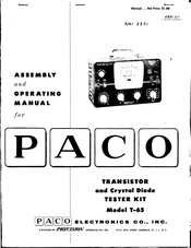 paco T-65 Assembly And Operating Manual