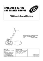 MBW F24 Operator's Safety And Service Manual