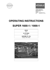 WIRTGEN VOGELE SUPER 1800-1 Operating Instructions Manual