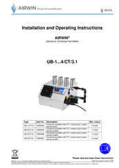 Boga AIRWIN UB-3/CT/3.1 Installation And Operating Instructions Manual