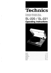 Technics SL-221 Operating Instructions Manual