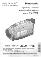 Panasonic Palmcorder PV-DV92 Operating Instructions Manual