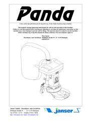 Janser Panda Use And Maintenance Manual