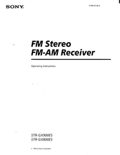 Sony STR-GX800ES - Fm Stereo Fm-am Receiver Operating Instructions Manual