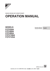 Daikin FCFV100A Operation Manual