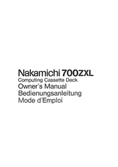 Nakamichi 700ZXL Owner's Manual