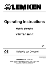 LEMKEN VariTansanit Operating Instructions Manual