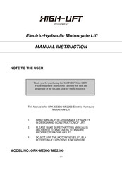 HiGH-LiFT OPK-ME2200 Manual Instruction