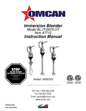 Omcan BL-IT-0075-VT Instruction Manual