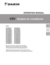 Daikin VRV RXYQ480AAYD Series Operation Manual