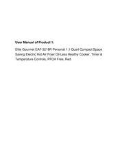 Maxi-matic EliteGourmet EAF-3218R Instruction Manual