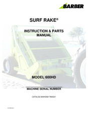 Barber SURF RAKE 600HD Instruction & Parts Manual