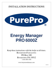 Boyertown Furnace PurePro Energy Manager PRO 6000Z Installation Instructions Manual