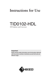Eizo TID0102-HDL Instructions For Use Manual