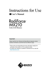 Eizo RadiForce MX210 Instructions For Use Manual
