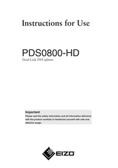 Eizo PDS0800-HD Instructions For Use Manual