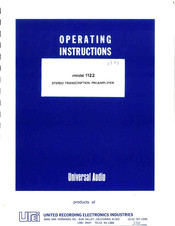 Universal Audio 1122 Operating Instructions Manual