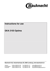 Bauknecht GKA 2103 Optima Instructions For Use Manual
