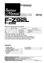 Pioneer F-Z92 ZIX1B Service Manual