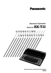 Panasonic RK-T32 Operating Instructions Manual