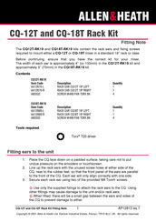 ALLEN & HEATH CQ-12T Fitting Instructions