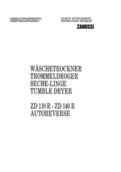 Zanussi ZD 140 R Instruction Booklet