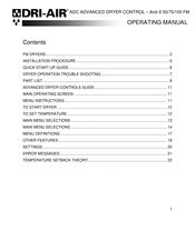 Dri-Air Industries Arid-X 100 FM Operating Manual