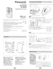 Panasonic RRQR240 - IC RECORDER Operating Instructions Manual