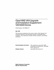 Digital Equipment VAX 6000 Series Supplement Manual