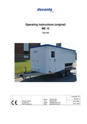 deconta 565 Operating Instructions Manual