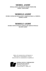 Federal Signal Corporation AM30T Installation And Service Instructions Manual