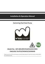 W'eau WFI-021 Installation & Operation Manual