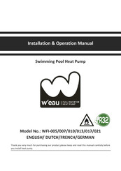 W'eau WFI-007 Installation & Operation Manual