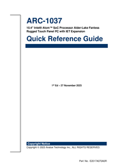 Avalue Technology ARC-1037 Quick Reference Manual