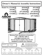 Arrow Storage Products HM108 A Owner's Manual & Assembly Instructions