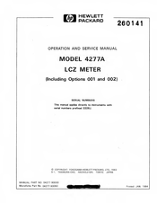 HP 4277A Operation And Service Manual