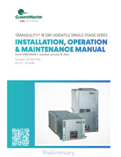 Nibe CLIMATEMASTER Tranquility SR 060 Series Installation, Operation & Maintenance Manual
