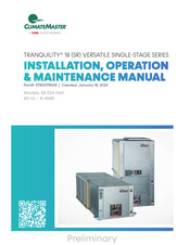 Nibe CLIMATEMASTER Tranquility SR 024 Series Installation, Operation & Maintenance Manual